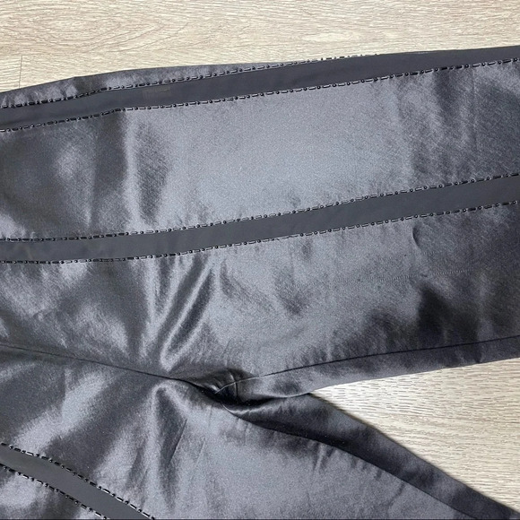vintage designer Magaschoni silk black mesh tuxedo cigarette pants - Picture 4 of 10